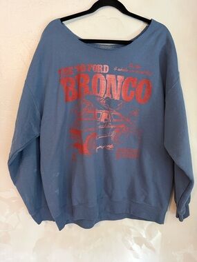 Vintage style Ford Bronco Graphic Sweatshirt Raw Cut Off Shoulder Oversized L